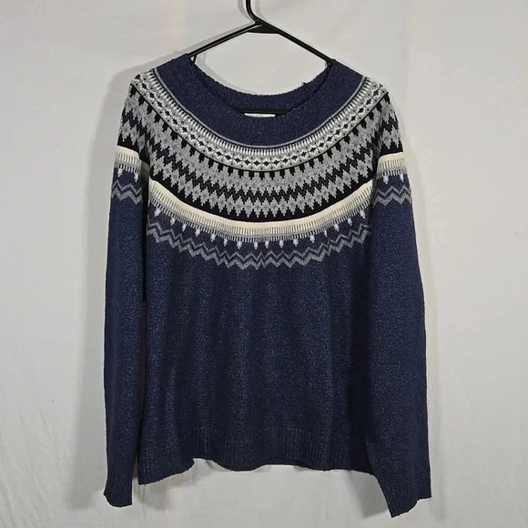 Weatherproof Sweaters - Weatherproof Vintage Fair Isle Blue & White Sweater Size XL